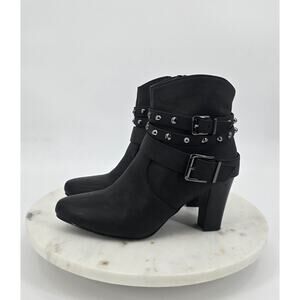 Venus Bikercore Black Studded Buckle Boots